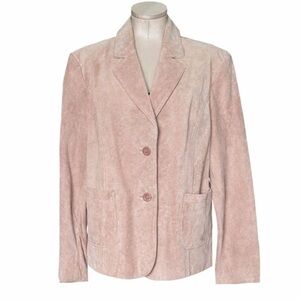 Casual Corner Blush Pink Suede Leather Blazer